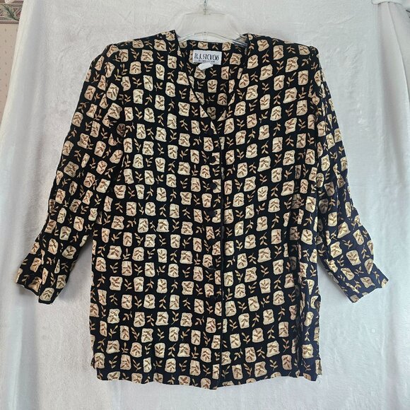 R.J. Stevens By Carol Escritor Top Blouse Button Down Size 16 V-Neck Fall Autumn - Picture 1 of 9